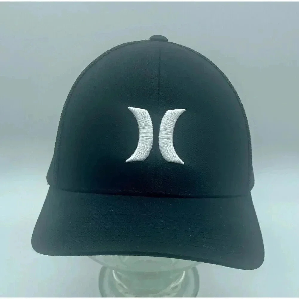 Hurley Flexfit Mesh Cap Hat Black & White Yupoong Size‎ L - XL NWOT